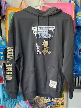 Disney Winnie the Pooh Black Graphic Crewneck Hoodie